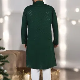 Atly Men Embroidered Regular Sequinned Kurta with Pyjamas image 5