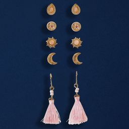 Accessorize Set Of 5 Artificial Stones Studded Circular Shaped Studs-image-73
