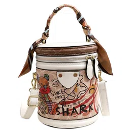 DressBerry Printed PU Half Moon Satchel with Tasselled-image-7