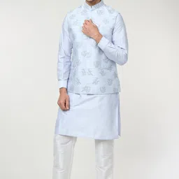 RNG Safawala Men Regular Thread Work Dupion Silk Kurta with Trousers-picture-15
