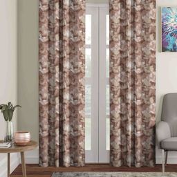 Aura Coffee Brown & Grey Set of 2 Floral Black Out Long Door Curtain-35