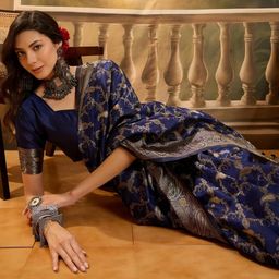 SHADOW & SAINING Woven Design Zari Silk Blend Banarasi Saree-picture-36