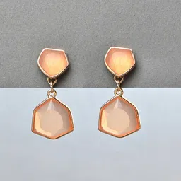 ToniQ Gold-Plated Contemporary Studded Drop Earrings-4