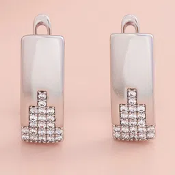 Kushal's Fashion Jewellery Rhodium Plated Zircon Studded Circular Hoop Earrings-28