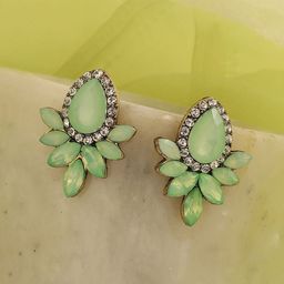 DressBerry Gold-Plated Artificial Stones Studded Contemporary Drop Earrings-24