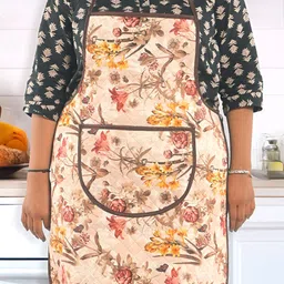 Aura Cream-Coloured & Brown Printed WaterproofAprons-14