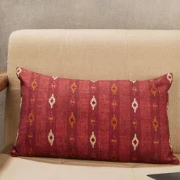 Fabindia Zahara Maroon & Beige Embroidered Cotton Rectangle Cushion Cover-picture-42