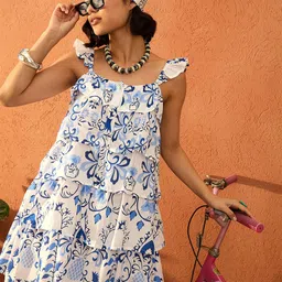 Pink Paprika by SASSAFRAS Women Floral Print Layered A-Line Dress-image-31