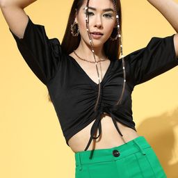 Moda Rapido Puff Sleeve Crepe Top-image-24