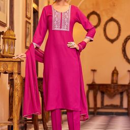Moda Rapido Floral Yoke Design Thread Work Straight Kurta with Trousers & Dupatta-picture-25