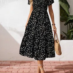 StyleCast x Revolte Floral Print Layered A-Line Midi Dress-13