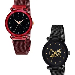 CSAMON Women Pack of 2 Printed Dial Analogue Watch GR_379_Red_12_Prizam_Queen_Maganet-picture-55
