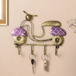 HABERE INDIA Purple & Yellow Textured Metal Key Holders-image-44