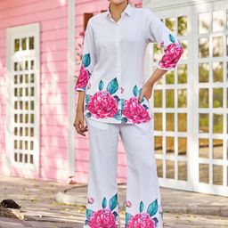 Moda Rapido Printed Shirt Collar Shirt With Palazzos-40