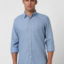 Van Heusen Sport Slim Fit Checked Spread Collar Pure Cotton Casual Shirt-image-93