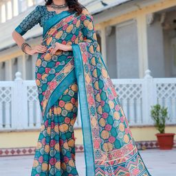 Quelea Floral Linen Blend Designer Khadi Saree-picture-14