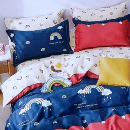 KIDS WONDERS Blue Cartoon Characters Printed 160 TC King Bedsheet Set 2.28 m x 2.54 m-image-72