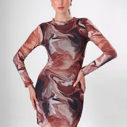 clobug Print Net Bodycon Mini Dress-image-37