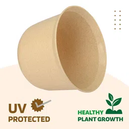 Kuber Industries Beige 6 Pieces Textured Planters With Plate image 4