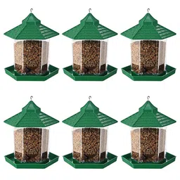 Kuber Industries 6-Pcs Green Hanging BirdsFeeder-52