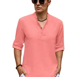 Fifth U Men Peach Kurta-57