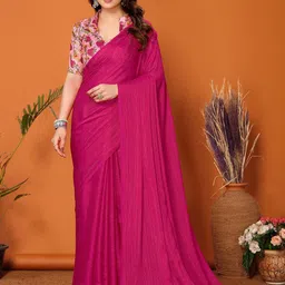 ODETTE Striped Polyester Striped Saree-image-48