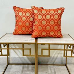 DIHIKA Orange Set of 2 Square Cushion Covers-110