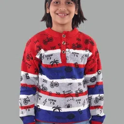 GTWO Unisex Kids Striped Printed Woollen Sweater-image-40