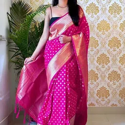 SHOP DROP Women 1Ethnic Motifs Zari Pure Silk Banarasi Saree-picture-42