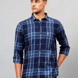 Cantabil Men Spread Collar Checked Cotton Casual Shirt-image-95