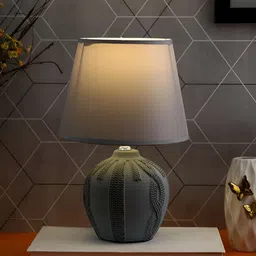 TAYHAA Grey & Black Textured Ceramic Contemporary Frusturical Shaped Table Lamp-19