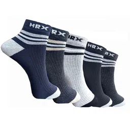 HRX by Hrithik Roshan Unisex Pack Of 5 Patterned Cotton Ankle-Length Socks-image-52