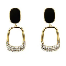 Celestique Rhinestone Studded Korean Oval Shaped Drop Earrings-picture-27
