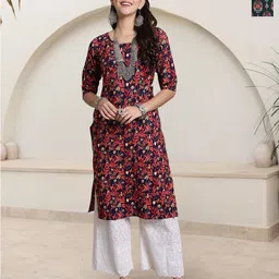 HERE&NOW Selection Of 2 Floral Printed Round Neck Straight Kurtas-39