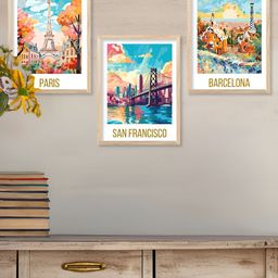 Kotart Brown & Blue 3 Pieces Contemporary Wooden Wall Arts-picture-38