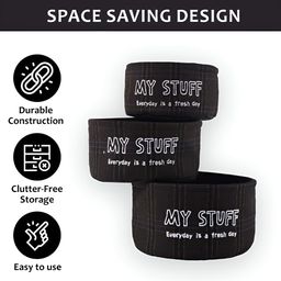 Aura Black Set of 3 Regular Drawer Organiser Organisers image 5