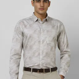 V Dot Men Slim Fit Spread Collar Abstract Printed Cotton Formal Shirt-image-76