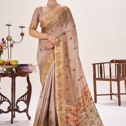 TASRIKA Women Ethnic Motifs Printed Tussar Saree-image-96