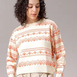 Freehand by The Indian Garage Co Women Geometric Printed Round Neck Pullover Sweaters-picture-10