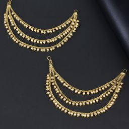 PRIVIU Gold-Plated Artificial Beaded Contemporary Ear Cuff-image-67