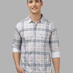 BULLMER Men Spread Collar Checked Cotton Casual Shirt-image-85
