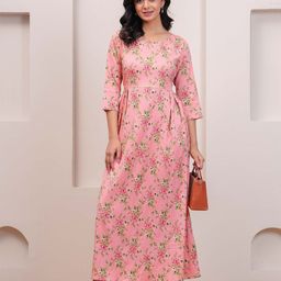 Nayo Floral Print Pleated Fit & Flare Maxi Dress-image-94