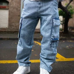 Powerlook Men Pure Cotton Loose Fit Cargos Trousers-image-42