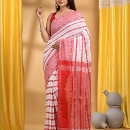 DESH BIDESH Woven Design Pure Cotton Taant Saree With Unstitched Blouse Piece-image-92