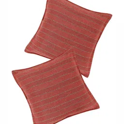 THE CONVERSION Orange Set of 2 Striped Square Cushion Covers-19