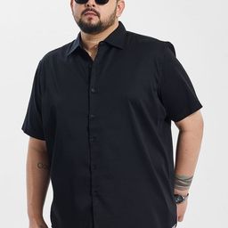 Snitch Men Plus Size Classic Regular Fit Spread Collar Solid Cotton Casual Shirt-image-90