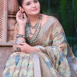 TRENDING KART Abstract Printed Chanderi Saree-14