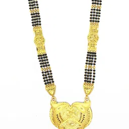 NINAMAAYRA Gold-Plated Brass Artificial Stones & Beads Mangalsutra-picture-0