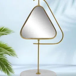 Metalsmith White & Gold-Toned Table Top Makeup Mirrors-3
