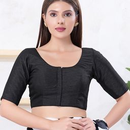 VAMAS - THE DESIGNER BLOUSES Dupion-Silk Round Neck Padded Saree Blouse-picture-52